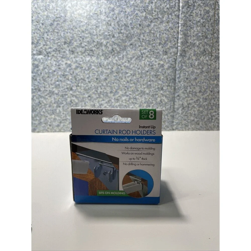 No Nails or Damage Instant Up Curtain Rod Holders #JT1851 Set of 8 By IdeaWorks